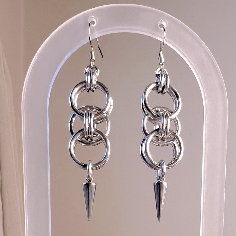 Chainmail Spiked Helm Earrings